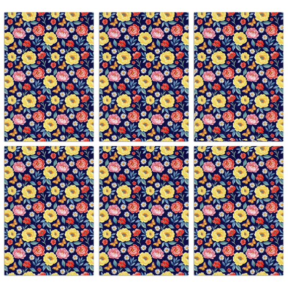 2 Pcs Pioneer Flower Floral Print Pattern Kitchen Towels, Funny Microfiber Dish Towel Set, 18" X 26" Tea Towels