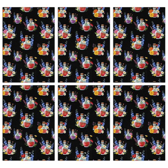 2 Pcs Pioneer Flower Floral Print Pattern Kitchen Towels, Funny Microfiber Dish Towel Set, 18" X 26" Tea Towels