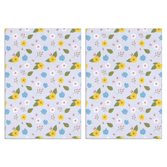 2 Pcs Pioneer Flower Floral Print Pattern Kitchen Towels, Funny Microfiber Dish Towel Set, 18" X 26" Tea Towels