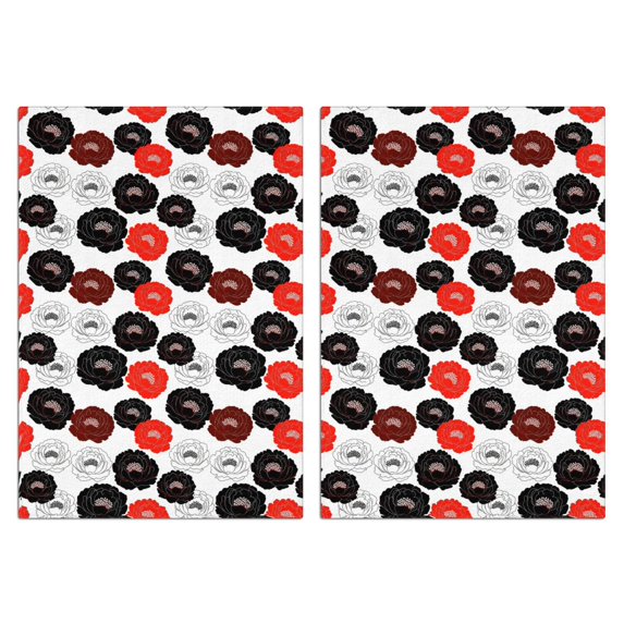 2 Pcs Pioneer Flower Floral Print Pattern Kitchen Towels, Funny Microfiber Dish Towel Set, 18" X 26" Tea Towels
