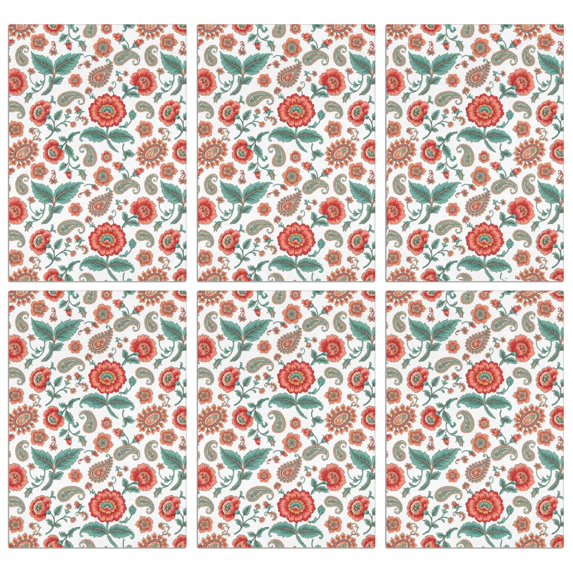 6 Pcs Pioneer Flower Floral Print Pattern Kitchen Towels, Funny Microfiber Dish Towel Set, 18" X 26" Tea Towels