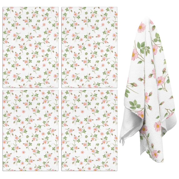 2 Pcs Pioneer Flower Floral Print Pattern Kitchen Towels, Funny Microfiber Dish Towel Set, 18" X 26" Tea Towels