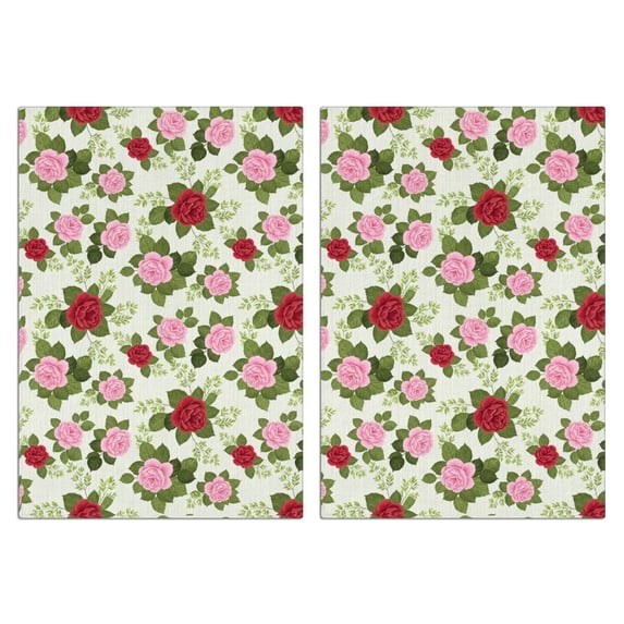 2 Pcs Pioneer Flower Floral Print Pattern Kitchen Towels, Funny Microfiber Dish Towel Set, 18" X 26" Tea Towels