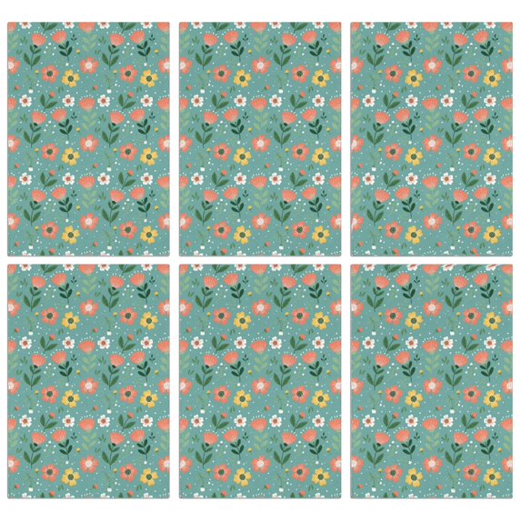 6 Pcs Pioneer Flower Floral Print Pattern Kitchen Towels, Funny Microfiber Dish Towel Set, 18" X 26" Tea Towels