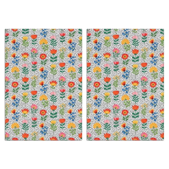 2 Pcs Pioneer Flower Floral Print Pattern Kitchen Towels, Funny Microfiber Dish Towel Set, 18" X 26" Tea Towels