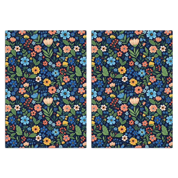 2 Pcs Pioneer Flower Floral Print Pattern Kitchen Towels, Funny Microfiber Dish Towel Set, 18" X 26" Tea Towels