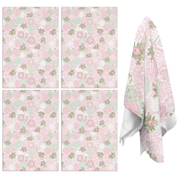2 Pcs Pioneer Flower Floral Print Pattern Kitchen Towels, Funny Microfiber Dish Towel Set, 18" X 26" Tea Towels
