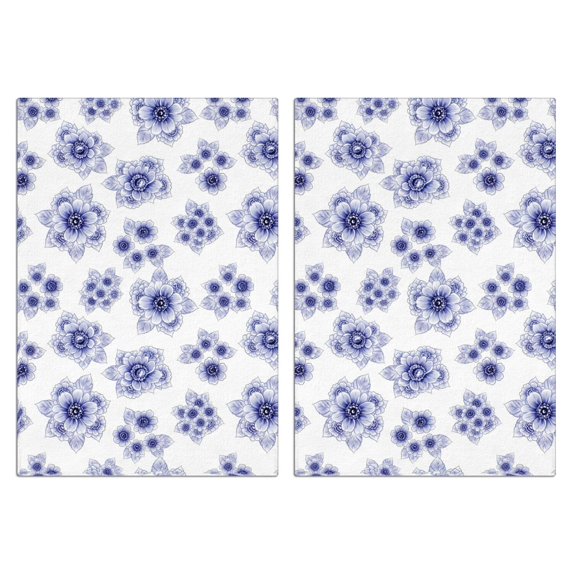2 Pcs Pioneer Flower Floral Print Pattern Kitchen Towels, Funny Microfiber Dish Towel Set, 18" X 26" Tea Towels