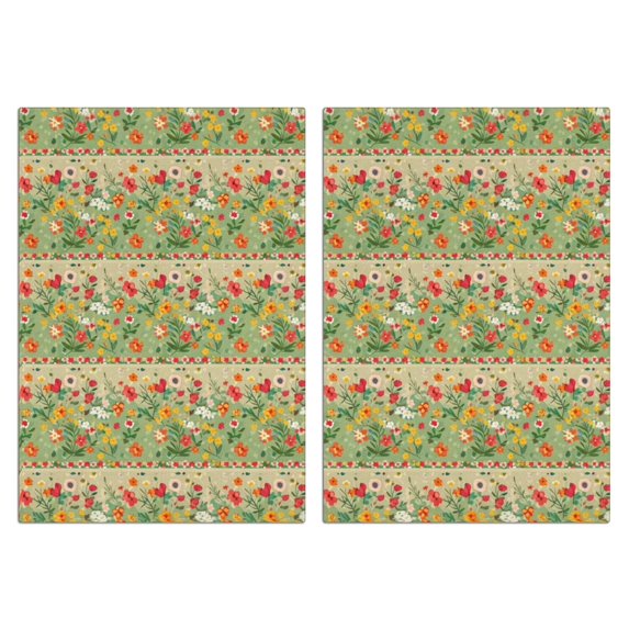 2 Pcs Pioneer Flower Floral Print Pattern Kitchen Towels, Funny Microfiber Dish Towel Set, 18" X 26" Tea Towels