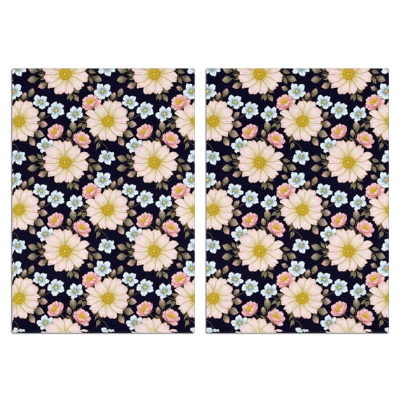 2 Pcs Pioneer Flower Floral Print Pattern Kitchen Towels, Funny Microfiber Dish Towel Set, 18" X 26" Tea Towels