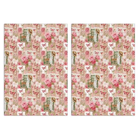 2 Pcs Pioneer Flower Floral Print Pattern Kitchen Towels, Funny Microfiber Dish Towel Set, 18" X 26" Tea Towels