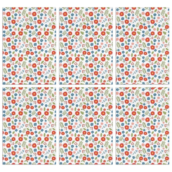 6 Pcs Pioneer Flower Floral Print Pattern Kitchen Towels, Funny Microfiber Dish Towel Set, 18" X 26" Tea Towels
