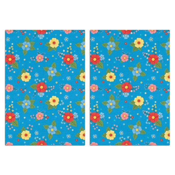 2 Pcs Pioneer Flower Floral Print Pattern Kitchen Towels, Funny Microfiber Dish Towel Set, 18" X 26" Tea Towels
