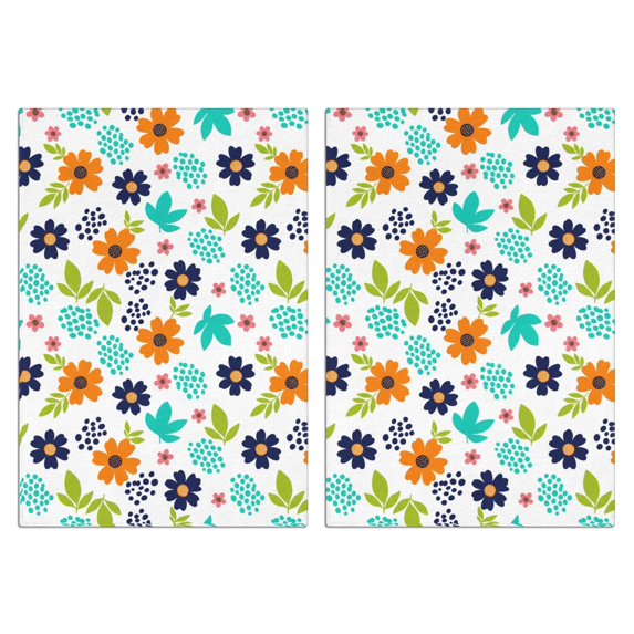 2 Pcs Pioneer Flower Floral Print Pattern Kitchen Towels, Funny Microfiber Dish Towel Set, 18" X 26" Tea Towels