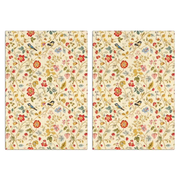 2 Pcs Pioneer Flower Floral Print Pattern Kitchen Towels, Funny Microfiber Dish Towel Set, 18" X 26" Tea Towels