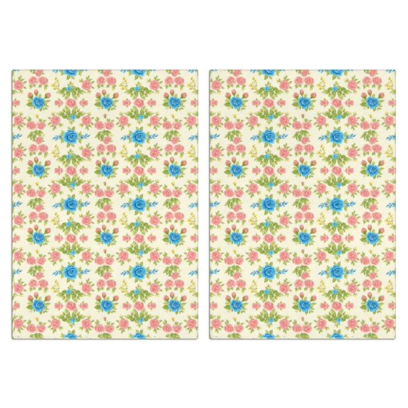 2 Pcs Pioneer Flower Floral Print Pattern Kitchen Towels, Funny Microfiber Dish Towel Set, 18" X 26" Tea Towels