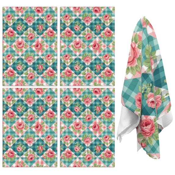 2 Pcs Pioneer Flower Floral Print Pattern Kitchen Towels, Funny Microfiber Dish Towel Set, 18" X 26" Tea Towels