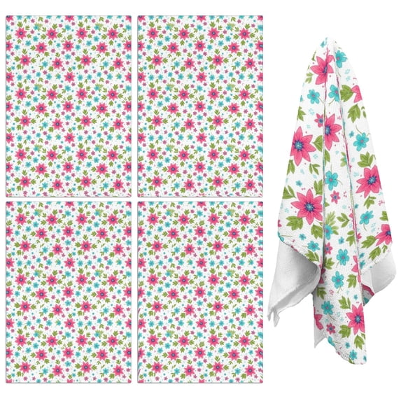 2 Pcs Pioneer Flower Floral Print Pattern Kitchen Towels, Funny Microfiber Dish Towel Set, 18" X 26" Tea Towels