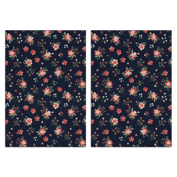 2 Pcs Pioneer Flower Floral Print Pattern Kitchen Towels, Funny Microfiber Dish Towel Set, 18" X 26" Tea Towels