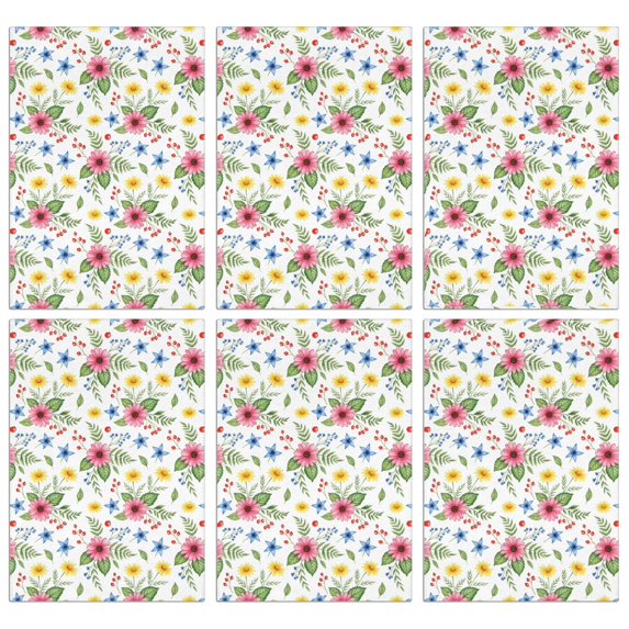 2 Pcs Pioneer Flower Floral Print Pattern Kitchen Towels, Funny Microfiber Dish Towel Set, 18" X 26" Tea Towels