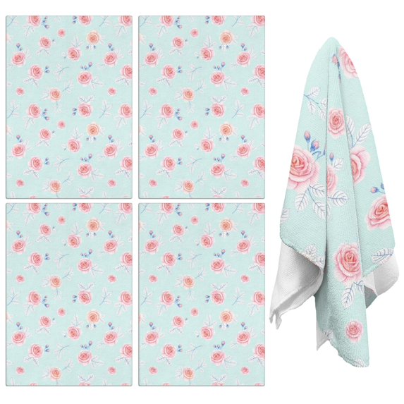 2 Pcs Pioneer Flower Floral Print Pattern Kitchen Towels, Funny Microfiber Dish Towel Set, 18" X 26" Tea Towels