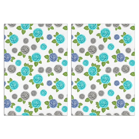 2 Pcs Pioneer Flower Floral Print Pattern Kitchen Towels, Funny Microfiber Dish Towel Set, 18" X 26" Tea Towels