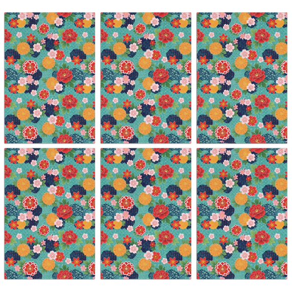 6 Pcs Pioneer Flower Floral Print Pattern Kitchen Towels, Funny Microfiber Dish Towel Set, 18" X 26" Tea Towels