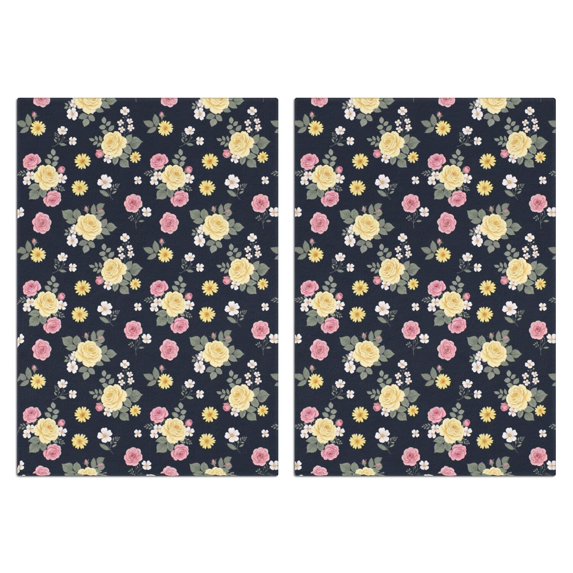 2 Pcs Pioneer Flower Floral Print Pattern Kitchen Towels, Funny Microfiber Dish Towel Set, 18" X 26" Tea Towels