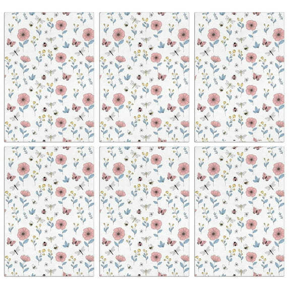 2 Pcs Pioneer Flower Floral Print Pattern Kitchen Towels, Funny Microfiber Dish Towel Set, 18" X 26" Tea Towels