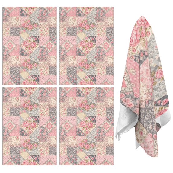 2 Pcs Pioneer Flower Floral Print Pattern Kitchen Towels, Funny Microfiber Dish Towel Set, 18" X 26" Tea Towels