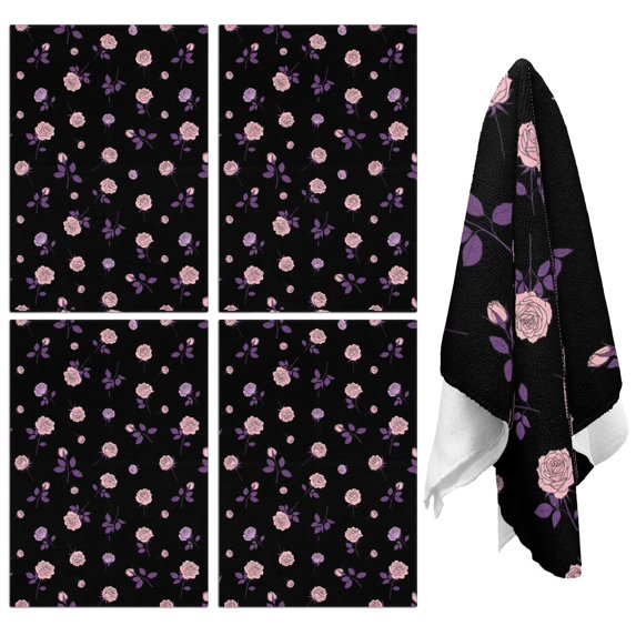 2 Pcs Pioneer Flower Floral Print Pattern Kitchen Towels, Funny Microfiber Dish Towel Set, 18" X 26" Tea Towels