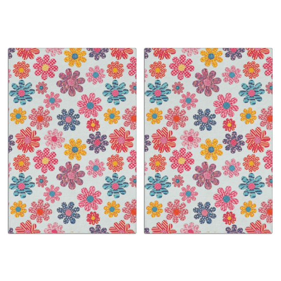 2 Pcs Pioneer Flower Floral Print Pattern Kitchen Towels, Funny Microfiber Dish Towel Set, 18" X 26" Tea Towels