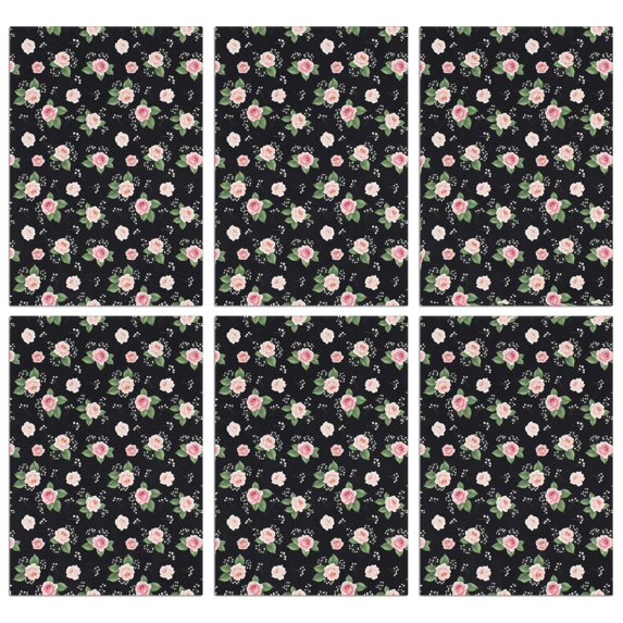 6 Pcs Pioneer Flower Floral Print Pattern Kitchen Towels, Funny Microfiber Dish Towel Set, 18" X 26" Tea Towels