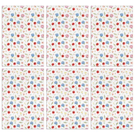 6 Pcs Pioneer Flower Floral Print Pattern Kitchen Towels, Funny Microfiber Dish Towel Set, 18" X 26" Tea Towels