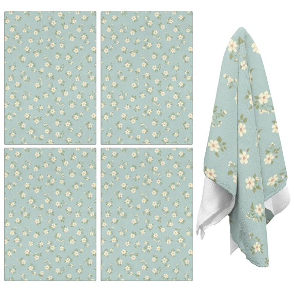 2 Pcs Pioneer Flower Floral Print Pattern Kitchen Towels, Funny Microfiber Dish Towel Set, 18" X 26" Tea Towels