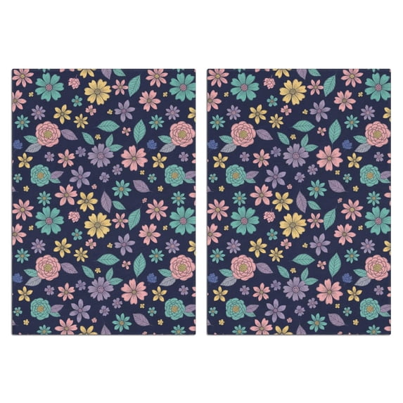 2 Pcs Pioneer Flower Floral Print Pattern Kitchen Towels, Funny Microfiber Dish Towel Set, 18" X 26" Tea Towels
