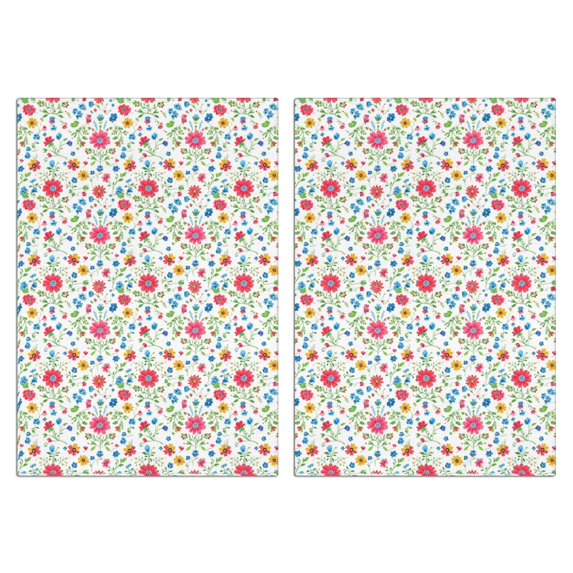 2 Pcs Pioneer Flower Floral Print Pattern Kitchen Towels, Funny Microfiber Dish Towel Set, 18" X 26" Tea Towels