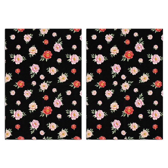 2 Pcs Pioneer Flower Floral Print Pattern Kitchen Towels, Funny Microfiber Dish Towel Set, 18" X 26" Tea Towels