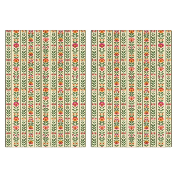 2 Pcs Pioneer Flower Floral Print Pattern Kitchen Towels, Funny Microfiber Dish Towel Set, 18" X 26" Tea Towels