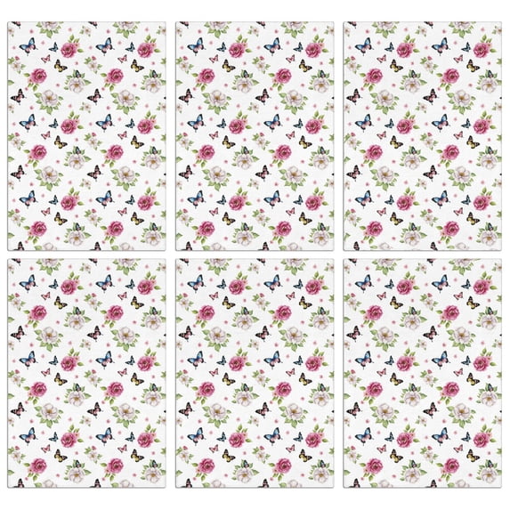 6 Pcs Pioneer Flower Floral Print Pattern Kitchen Towels, Funny Microfiber Dish Towel Set, 18" X 26" Tea Towels