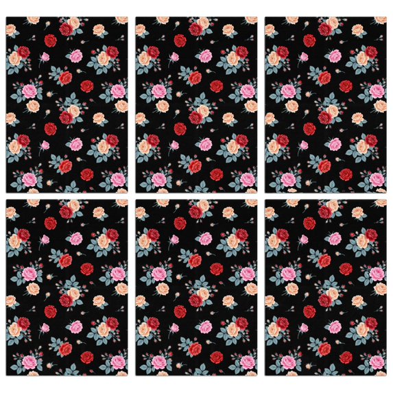 6 Pcs Pioneer Flower Floral Print Pattern Kitchen Towels, Funny Microfiber Dish Towel Set, 18" X 26" Tea Towels