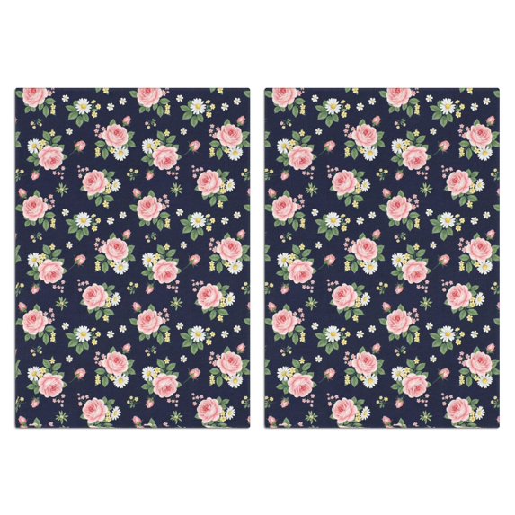 2 Pcs Pioneer Flower Floral Print Pattern Kitchen Towels, Funny Microfiber Dish Towel Set, 18" X 26" Tea Towels