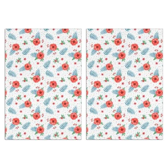 2 Pcs Pioneer Flower Floral Print Pattern Kitchen Towels, Funny Microfiber Dish Towel Set, 18" X 26" Tea Towels