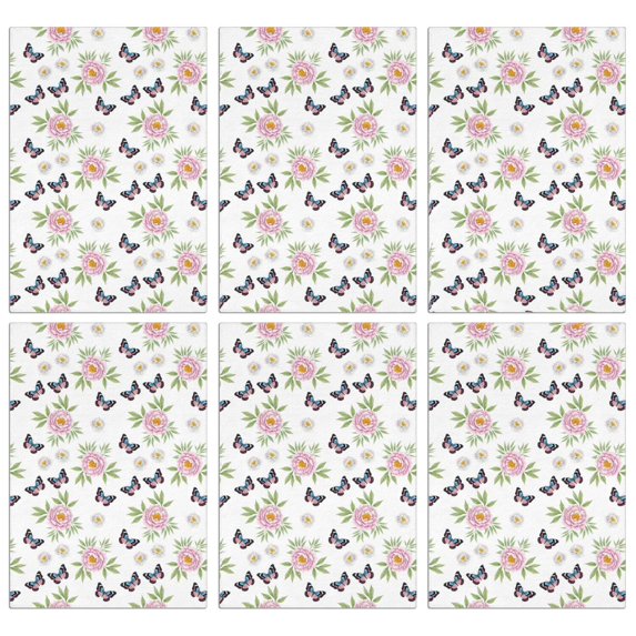 2 Pcs Pioneer Flower Floral Print Pattern Kitchen Towels, Funny Microfiber Dish Towel Set, 18" X 26" Tea Towels