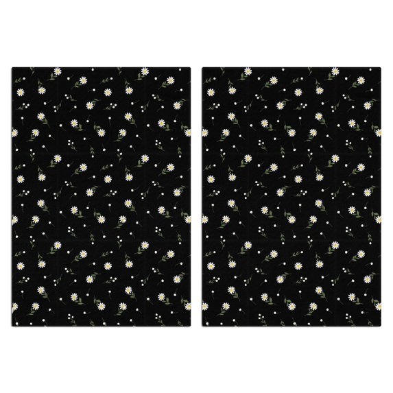 2 Pcs Pioneer Flower Floral Print Pattern Kitchen Towels, Funny Microfiber Dish Towel Set, 18" X 26" Tea Towels
