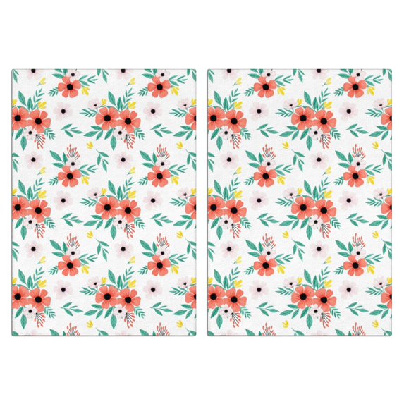 2 Pcs Pioneer Flower Floral Print Pattern Kitchen Towels, Funny Microfiber Dish Towel Set, 18" X 26" Tea Towels