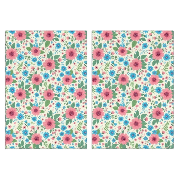 2 Pcs Pioneer Flower Floral Print Pattern Kitchen Towels, Funny Microfiber Dish Towel Set, 18" X 26" Tea Towels