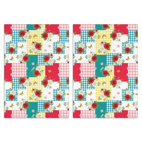2 Pcs Pioneer Flower Floral Print Pattern Kitchen Towels, Funny Microfiber Dish Towel Set, 18" X 26" Tea Towels