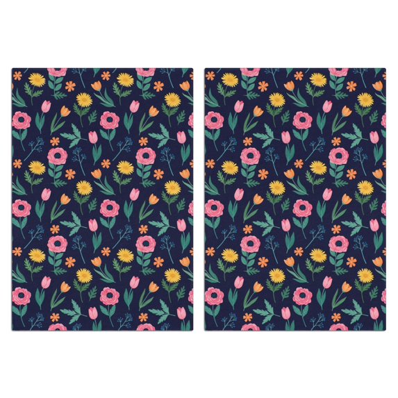 2 Pcs Pioneer Flower Floral Print Pattern Kitchen Towels, Funny Microfiber Dish Towel Set, 18" X 26" Tea Towels