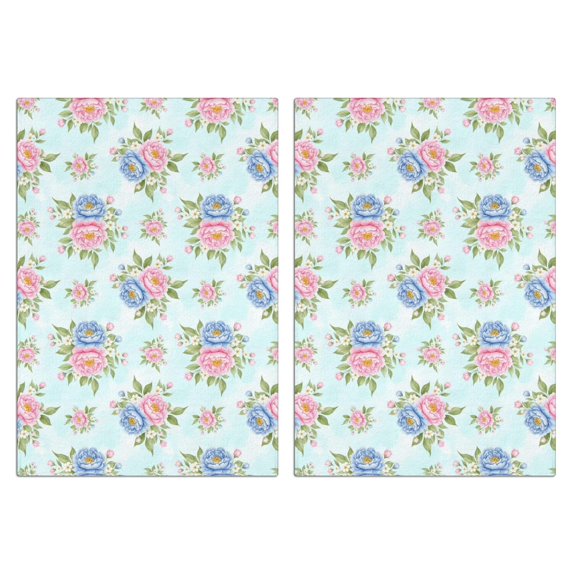2 Pcs Pioneer Flower Floral Print Pattern Kitchen Towels, Funny Microfiber Dish Towel Set, 18" X 26" Tea Towels